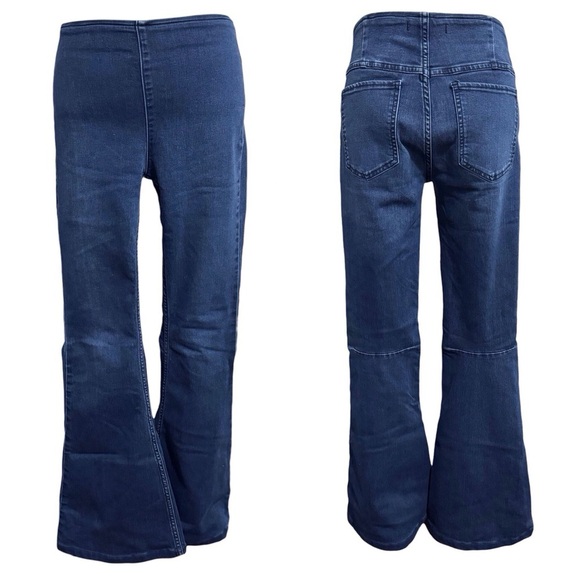 Free People Penny Pull-On Flare Jeans Echo Blue Bell Bottoms Size 28 - Picture 13 of 14